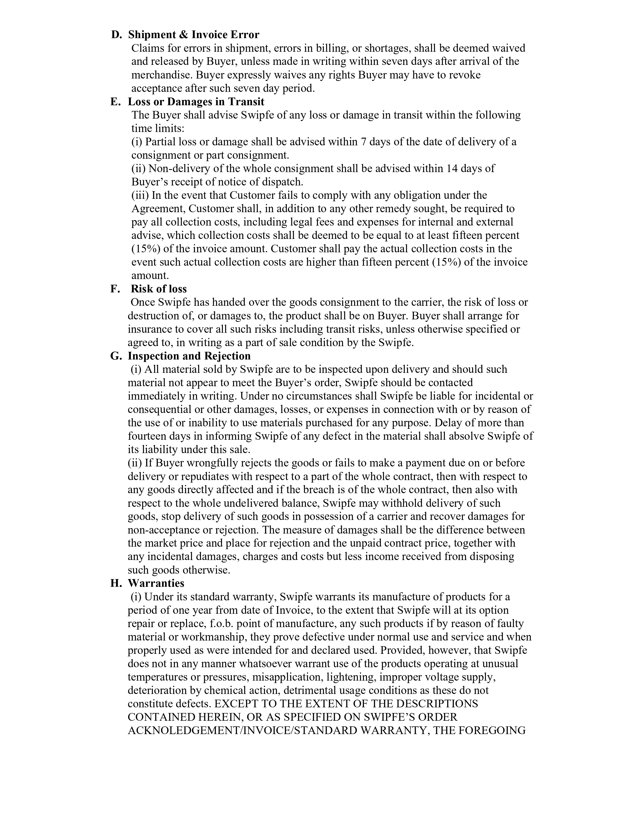 Terms of Sale Page 2